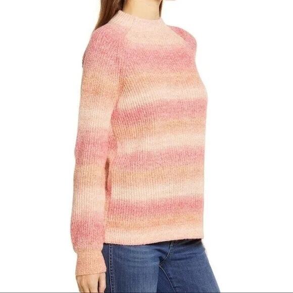 Caslon Striped Knit Pullover Sweater Size Large in Pink Space Dye NWT - Picture 3 of 6